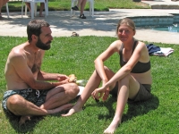 Hikers at the pool party